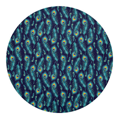 Peacock Feather Pattern Print Round Blanket