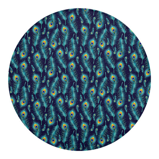 Peacock Feather Pattern Print Round Blanket