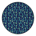 Peacock Feather Pattern Print Round Floor Mat
