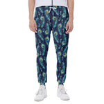 Peacock Feather Pattern Print Scuba Joggers