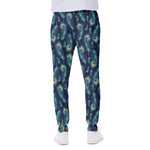 Peacock Feather Pattern Print Scuba Joggers