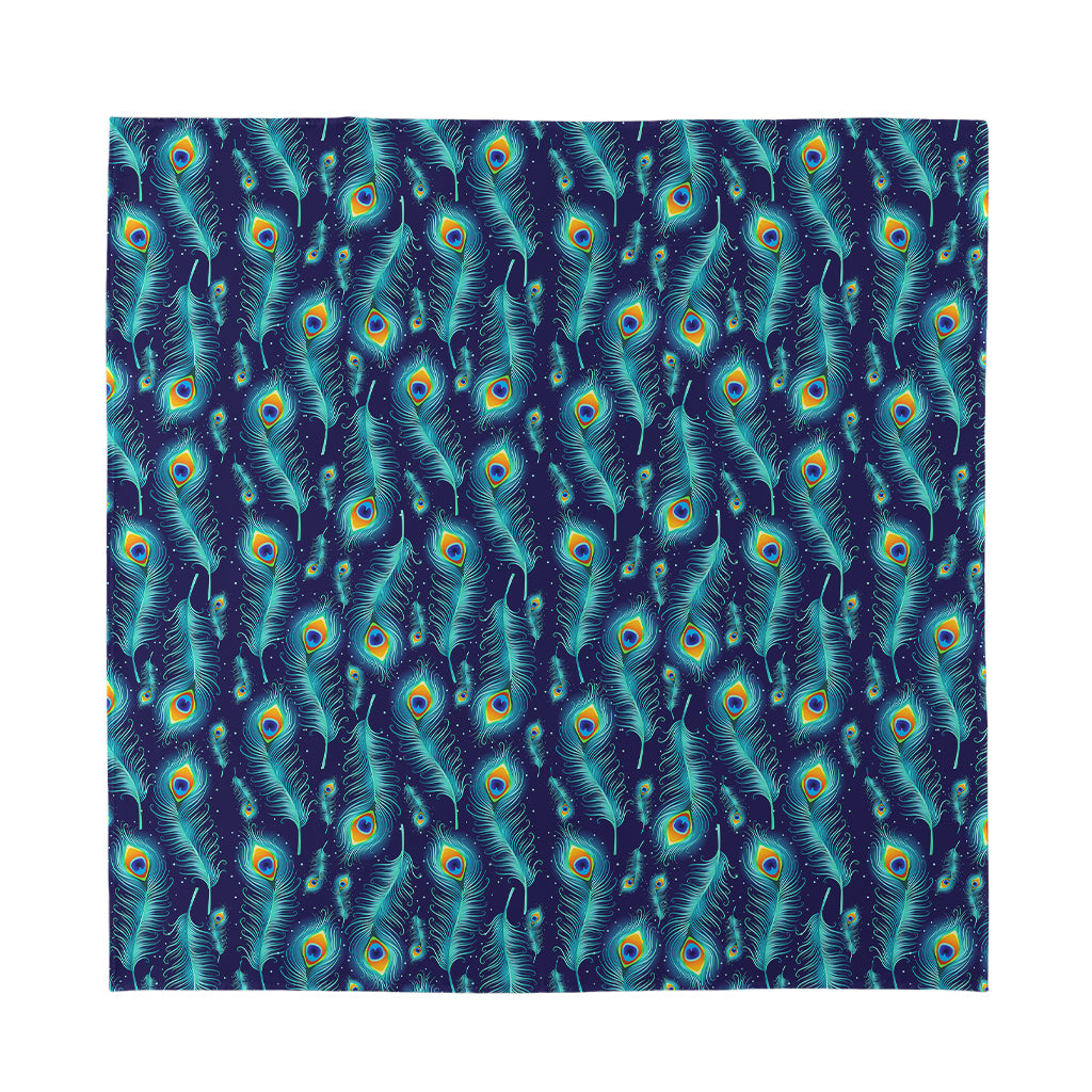 Peacock Feather Pattern Print Silk Bandana