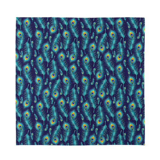 Peacock Feather Pattern Print Silk Bandana