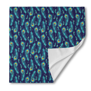 Peacock Feather Pattern Print Silk Bandana