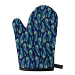Peacock Feather Pattern Print Single Oven Mitt