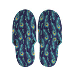 Peacock Feather Pattern Print Slippers