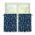 Peacock Feather Pattern Print Tier Curtains