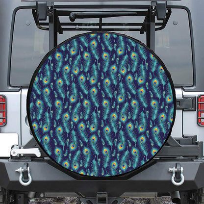 Peacock Feather Pattern Print Tire Cover