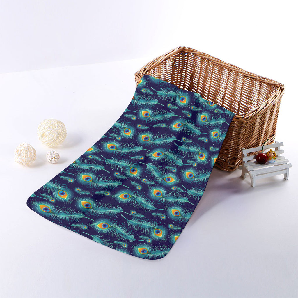 Peacock Feather Pattern Print Towel