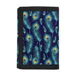 Peacock Feather Pattern Print Trifold Wallet