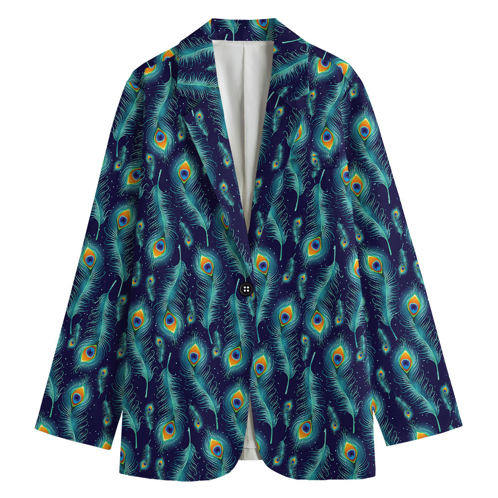 Peacock Feather Pattern Print Women's Blazer