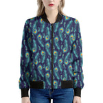 Peacock Feather Pattern Print Women's Bomber Jacket