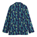 Peacock Feather Pattern Print Women's Cotton Blazer