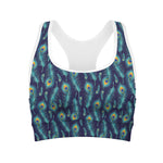 Peacock Feather Pattern Print Women's Sports Bra