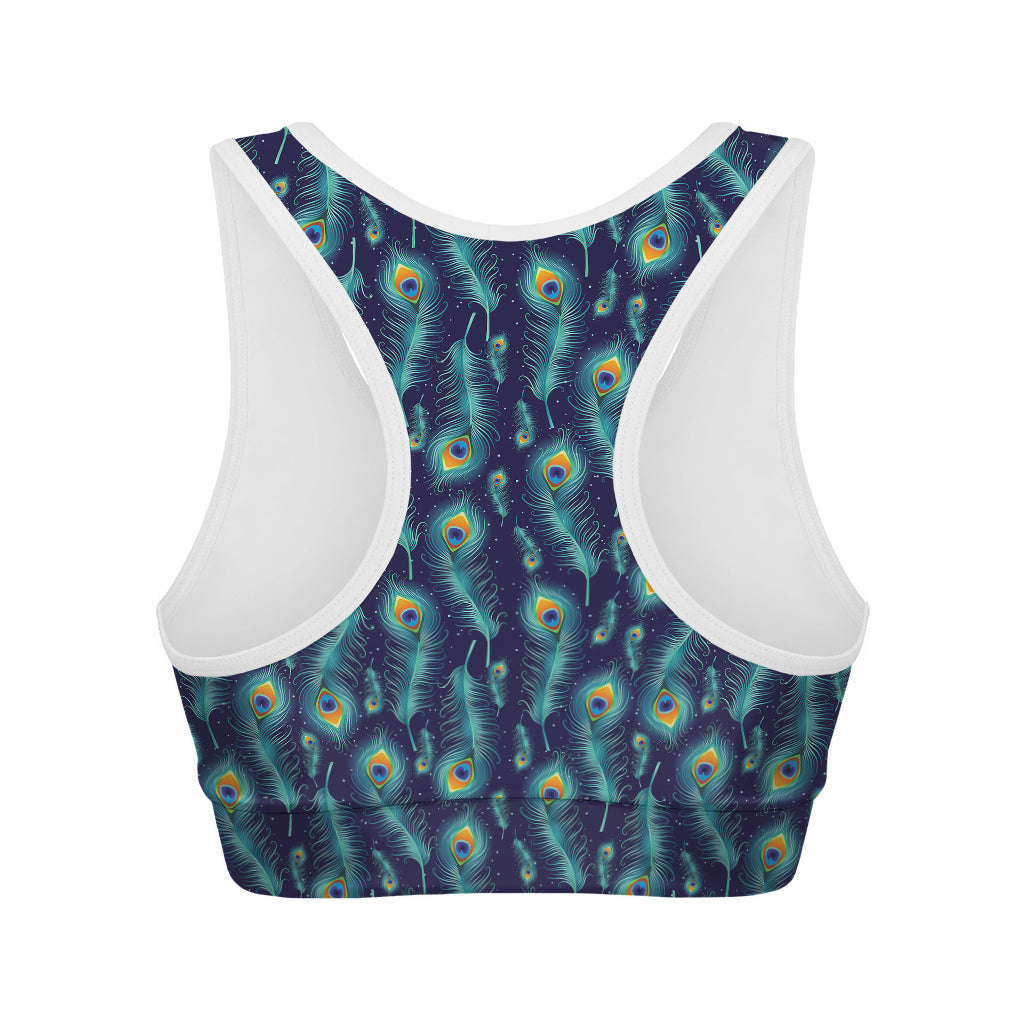 Peacock Feather Pattern Print Women's Sports Bra