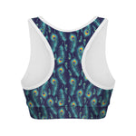 Peacock Feather Pattern Print Women's Sports Bra