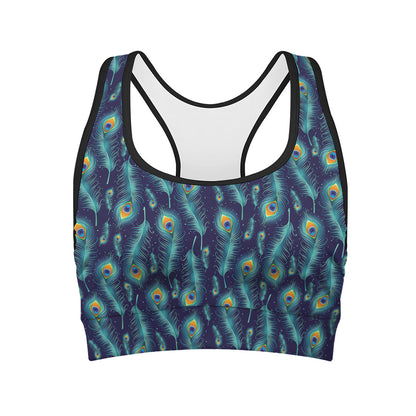 Peacock Feather Pattern Print Women's Sports Bra