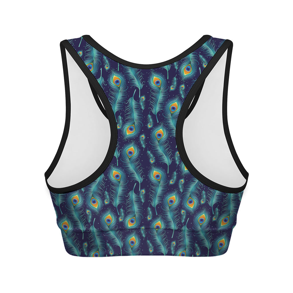 Peacock Feather Pattern Print Women's Sports Bra