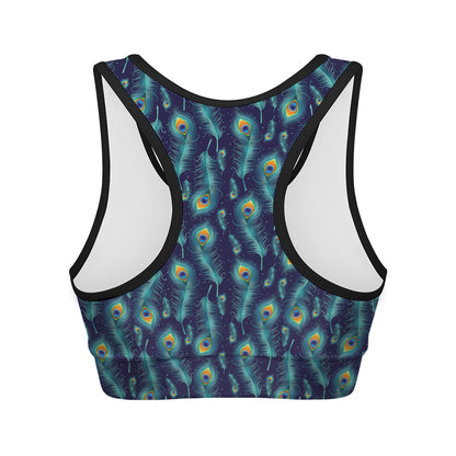 Peacock Feather Pattern Print Women's Sports Bra