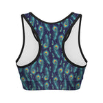 Peacock Feather Pattern Print Women's Sports Bra