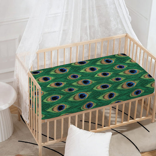 Peacock Tail Pattern Print Baby Crib Sheet