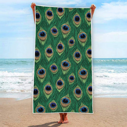 Peacock Tail Pattern Print Beach Towel