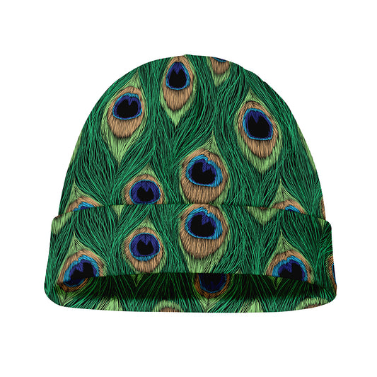 Peacock Tail Pattern Print Beanie