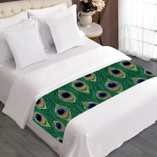 Peacock Tail Pattern Print Bed Runner