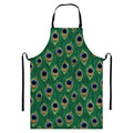 Peacock Tail Pattern Print Bib Apron With Pocket