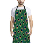 Peacock Tail Pattern Print Bib Apron With Pocket