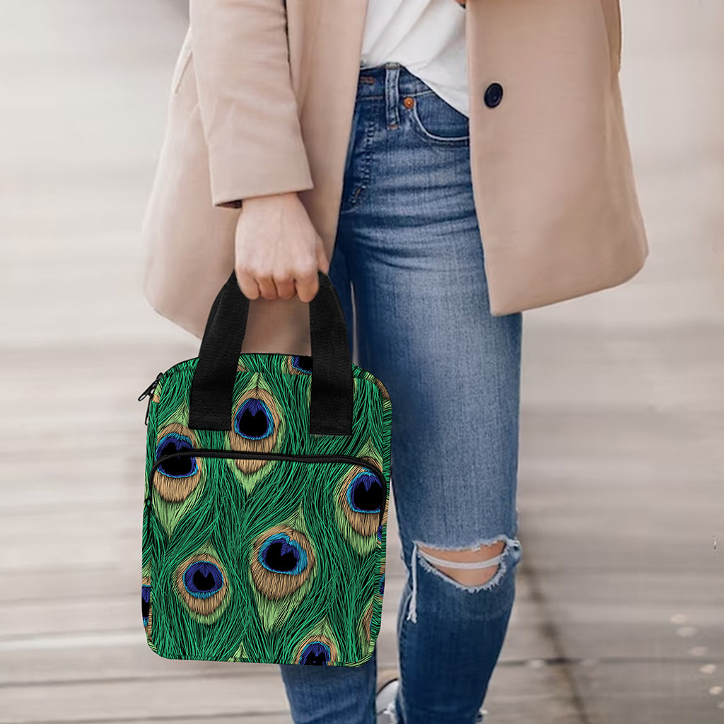 Peacock Tail Pattern Print Bible Tote Bag