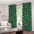 Peacock Tail Pattern Print Dimout Grommet Curtains