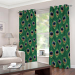 Peacock Tail Pattern Print Blackout Grommet Curtains