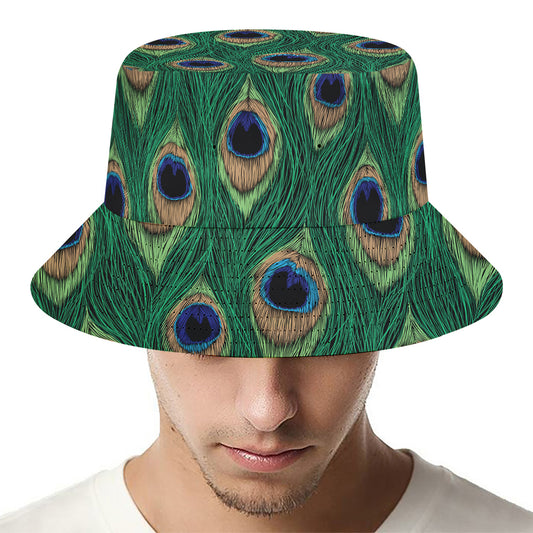 Peacock Tail Pattern Print Bucket Hat