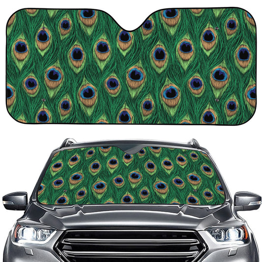 Peacock Tail Pattern Print Car Windshield Sun Shade