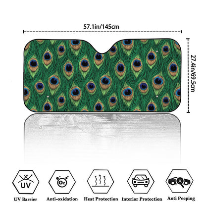 Peacock Tail Pattern Print Car Windshield Sun Shade