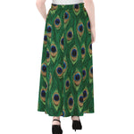 Peacock Tail Pattern Print Chiffon Maxi Skirt