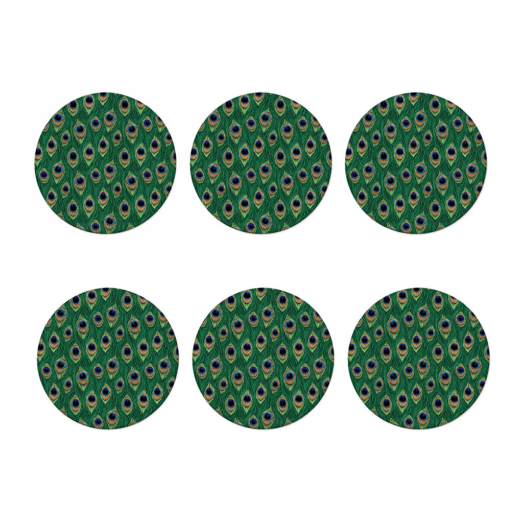 Peacock Tail Pattern Print Coaster Set