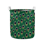 Peacock Tail Pattern Print Collapsible Laundry Basket