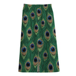 Peacock Tail Pattern Print Cotton Front Slit Maxi Skirt