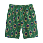Peacock Tail Pattern Print Cotton Shorts