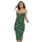Peacock Tail Pattern Print Cross Back Cami Dress