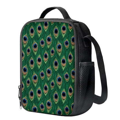 Peacock Tail Pattern Print Crossbody Lunch Bag