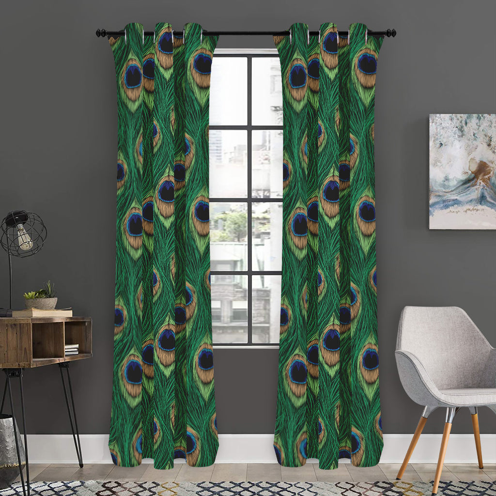Peacock Tail Pattern Print Curtain