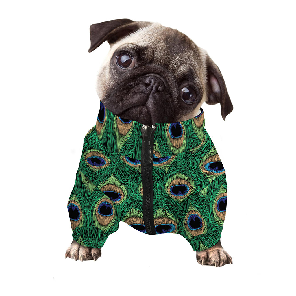 Peacock Tail Pattern Print Dog Zip Up Jacket