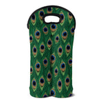 Peacock Tail Pattern Print Double Neoprene Wine Tote