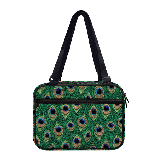 Peacock Tail Pattern Print Double Strap Bible Bag