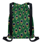 Peacock Tail Pattern Print Drawstring Backpack