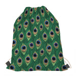 Peacock Tail Pattern Print Drawstring Bag