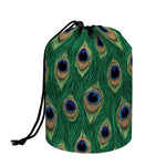 Peacock Tail Pattern Print Drawstring Makeup Bag